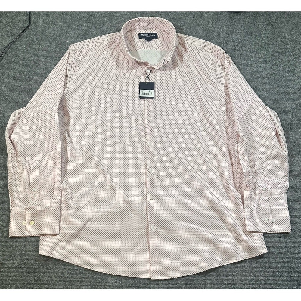 Mizzen + Main Mens XXL Red Leeward Button Up L/S Shirt Stretch Geometric NWT